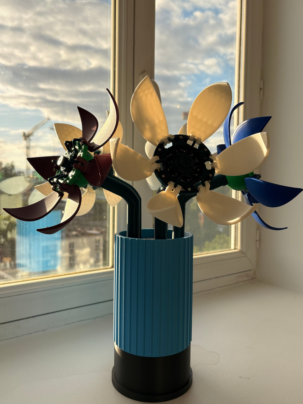 Bouquet mécanique final — vue à la fenêtre