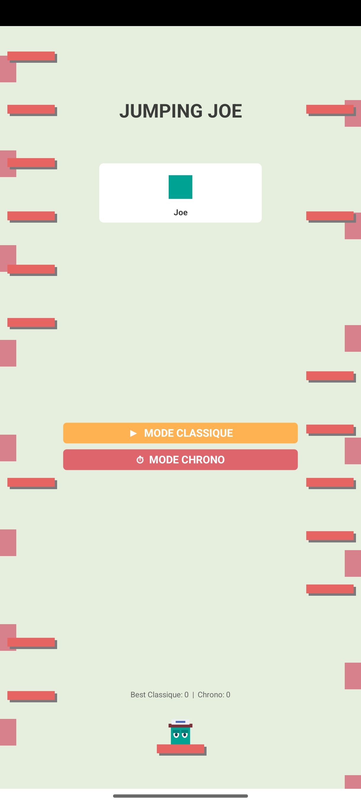 Menu principal avec les deux modes de jeu